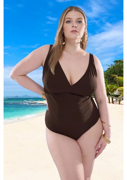 Konforlu Plus Size Mayo Tasarım Büyük Beden Hızlı Kuruyan Şık Detaylı Tam Destek