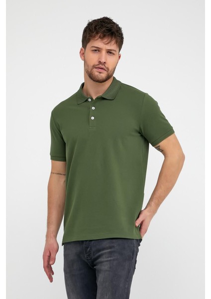 Erkek Düz Kısa Kollu Basic Uzun Buz Mavi Polo Yaka Tişört