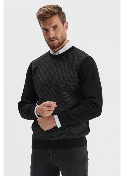 Erkek Kazak Bisiklet Yaka Siyah