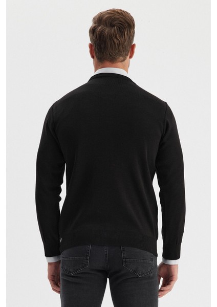 Erkek Kazak Bisiklet Yaka Siyah indirimleri