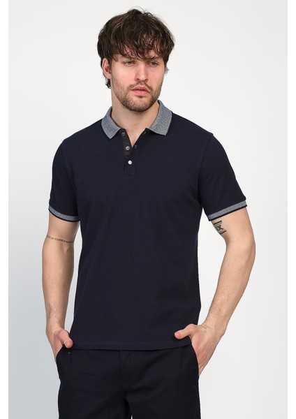 Erkek Basic Düz Kısa Kol Pudra Uzun Polo Yaka Tişört