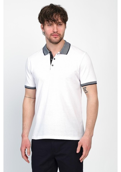 Erkek Basic Düz Kısa Kol Pudra Uzun Polo Yaka Tişört
