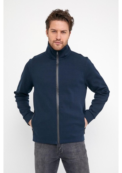 Erkek Comfort Boğazlı Fermuarlı Kışlık Lacivert Mont indirimleri