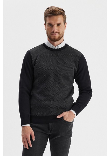 Erkek Kazak Bisiklet Yaka Siyah