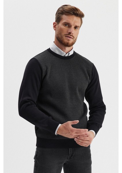 Erkek Kazak Bisiklet Yaka Siyah modelleri