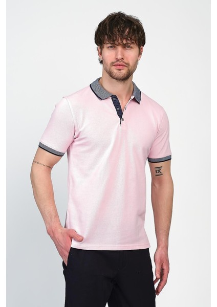 Erkek Basic Düz Kısa Kol Pudra Uzun Polo Yaka Tişört fırsatları