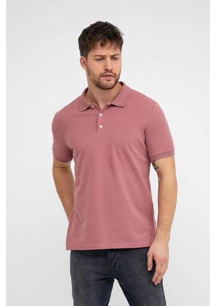 Erkek Düz Kısa Kollu Basic Uzun Buz Mavi Polo Yaka Tişört