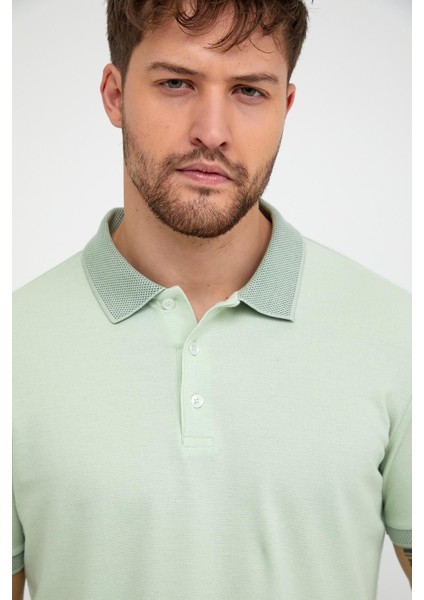 Erkek Düz Kısa Kollu Basic Uzun Buz Mavi Polo Yaka Tişört modelleri