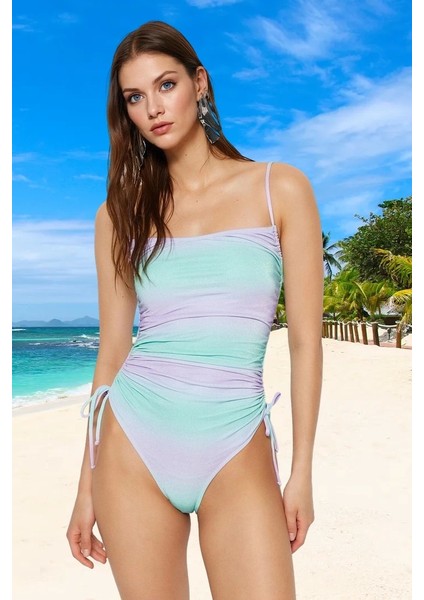 Yüzme Kıyafeti Straplez Tasarım Mayo Swimsuit Şık Detaylı Özel Banyo