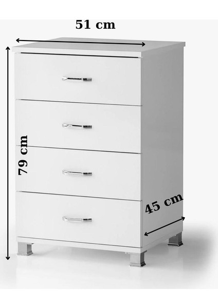Ekonomik 4 Çekmeceli Komodin 79X51X45