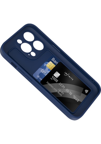 iPhone 14 Pro Kılıf Kamera Korumalı Kartlık Hazneli F10T Vitra Kapak - Gri