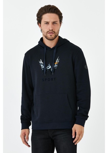 Erkek Sweat Baskılı Kapuşonlu Antrasit