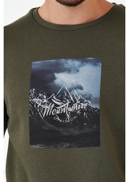 Erkek Kışlık Baskılı Bisiklet Yaka Lacivert Sweatshirt modelleri