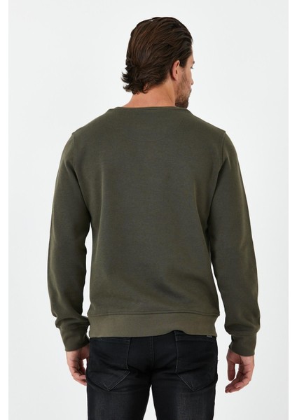 Erkek Kışlık Baskılı Bisiklet Yaka Lacivert Sweatshirt indirimleri