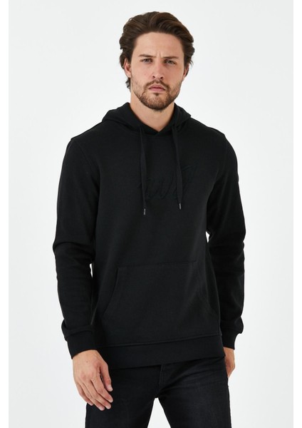 Erkek Sweat Baskılı Kapuşonlu Bordo