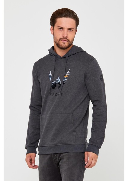 Erkek Sweat Baskılı Kapuşonlu Antrasit fırsatları