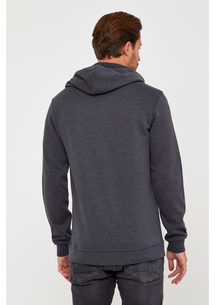 Erkek Sweat Baskılı Kapuşonlu Antrasit indirimleri