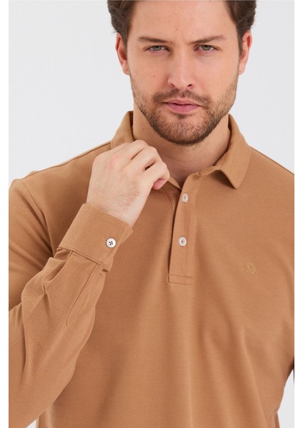 Erkek Polo Yaka Comfort Uzun Kollu Basic Vişne Tişört modelleri