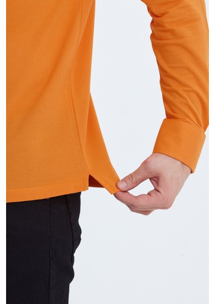 Erkek Polo Yaka Comfort Uzun Kollu Basic Vişne Tişört modelleri