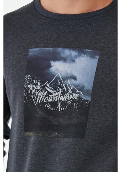 Erkek Kışlık Baskılı Bisiklet Yaka Lacivert Sweatshirt modelleri