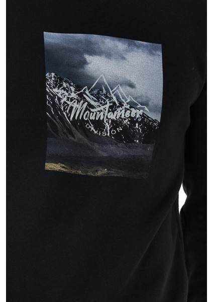 Erkek Kışlık Baskılı Bisiklet Yaka Lacivert Sweatshirt modelleri