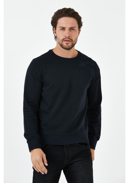 Erkek Uzun Bol Bisiklet Yaka Kışlık Siyah Sweatshirt