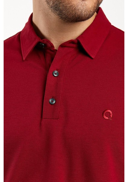 Erkek Polo Yaka Comfort Uzun Kollu Basic Vişne Tişört modelleri