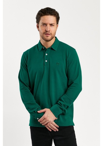 Erkek Polo Yaka Comfort Uzun Kollu Basic Vişne Tişört fırsatları