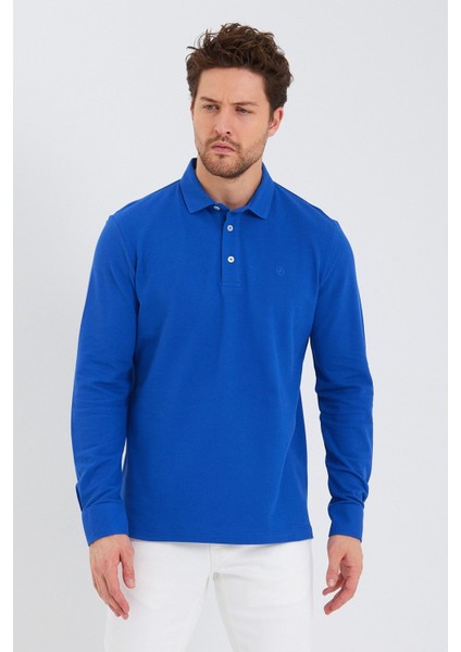 Erkek Polo Yaka Comfort Uzun Kollu Basic Vişne Tişört