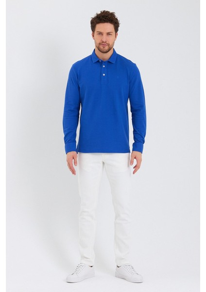 Erkek Polo Yaka Comfort Uzun Kollu Basic Vişne Tişört modelleri