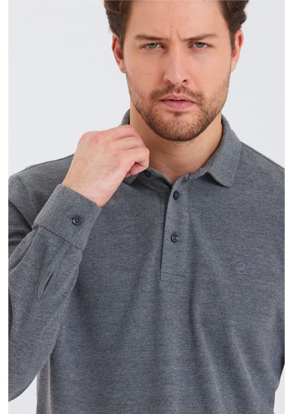 Erkek Polo Yaka Comfort Uzun Kollu Basic Vişne Tişört modelleri