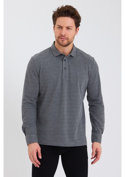 Erkek Polo Yaka Comfort Uzun Kollu Basic Vişne Tişört indirimleri