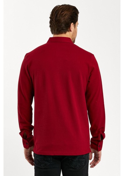 Erkek Polo Yaka Comfort Uzun Kollu Basic Vişne Tişört indirimleri
