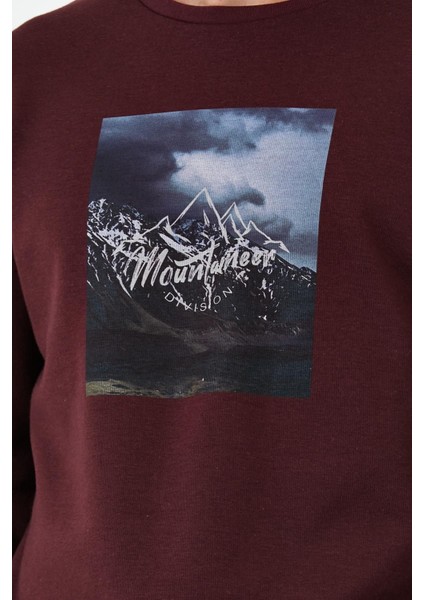 Erkek Kışlık Baskılı Bisiklet Yaka Lacivert Sweatshirt modelleri