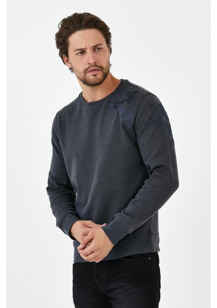 Erkek Uzun Bol Bisiklet Yaka Kışlık Siyah Sweatshirt fırsatları