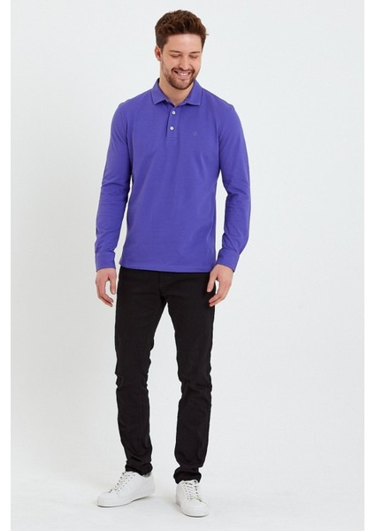 Erkek Polo Yaka Comfort Uzun Kollu Basic Vişne Tişört fırsatları