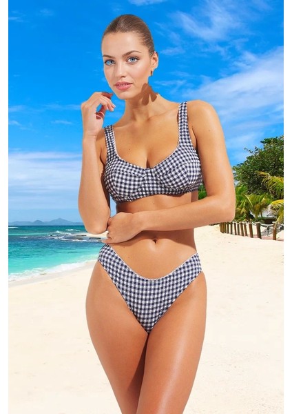 Tasarım Bikini Takımı Uv Korumalı Şık Detaylı Plaj ve Havuz Için Hızlı Kuruyan Esnek Kumaş