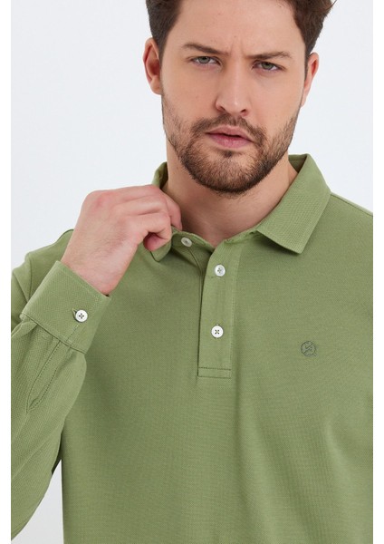 Erkek Polo Yaka Comfort Uzun Kollu Basic Vişne Tişört modelleri