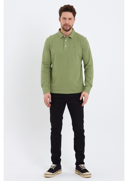 Erkek Polo Yaka Comfort Uzun Kollu Basic Vişne Tişört fırsatları