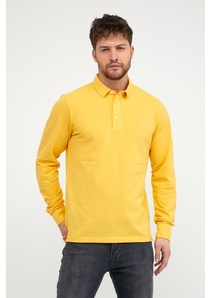 Erkek Polo Yaka Comfort Uzun Kollu Basic Vişne Tişört