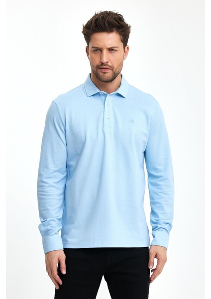 Erkek Polo Yaka Comfort Uzun Kollu Basic Vişne Tişört