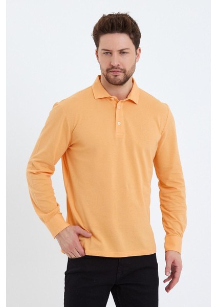 Erkek Polo Yaka Comfort Uzun Kollu Basic Vişne Tişört
