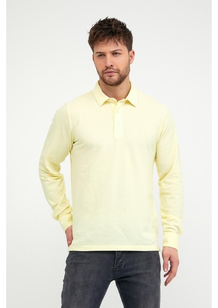 Erkek Polo Yaka Comfort Uzun Kollu Basic Vişne Tişört