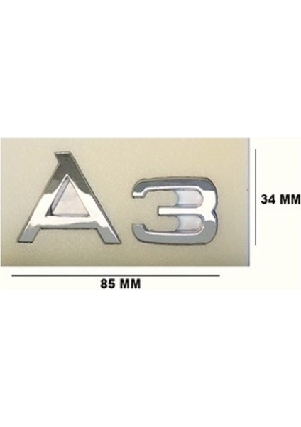 Audi A3 Bagaj Yazısı - A3 Bagaj Yazı - Audi A3 Yazı - Audi A3 Yazısı - Krom