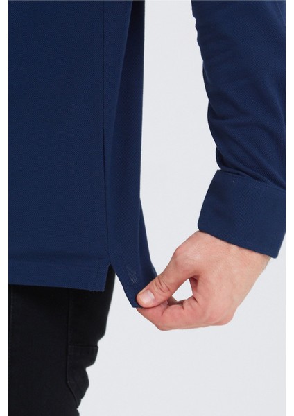 Erkek Polo Yaka Comfort Uzun Kollu Basic Vişne Tişört modelleri