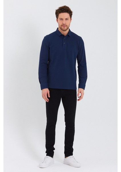 Erkek Polo Yaka Comfort Uzun Kollu Basic Vişne Tişört fırsatları