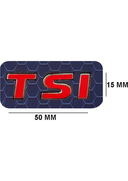 Volkswagen Tsı Kırmızı Yazı Amblem 50 mm - 15 mm