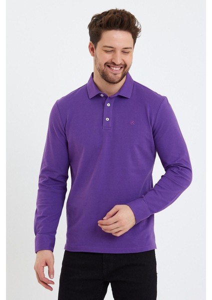 Erkek Polo Yaka Comfort Uzun Kollu Basic Vişne Tişört fırsatları
