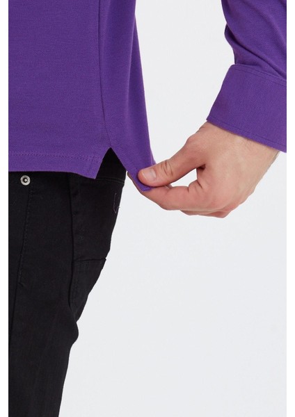 Erkek Polo Yaka Comfort Uzun Kollu Basic Vişne Tişört indirimleri