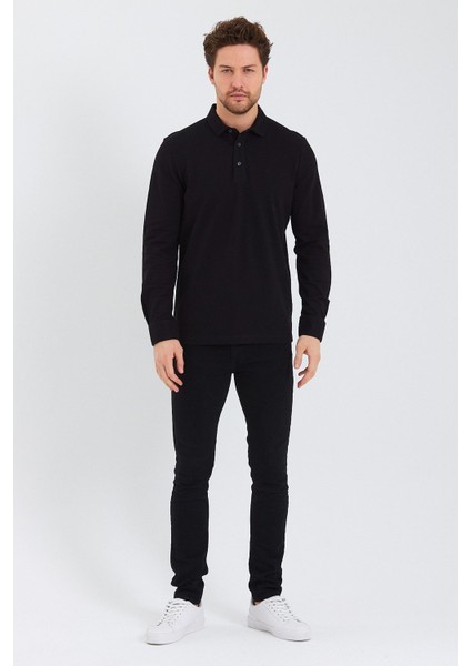 Erkek Polo Yaka Comfort Uzun Kollu Basic Vişne Tişört modelleri